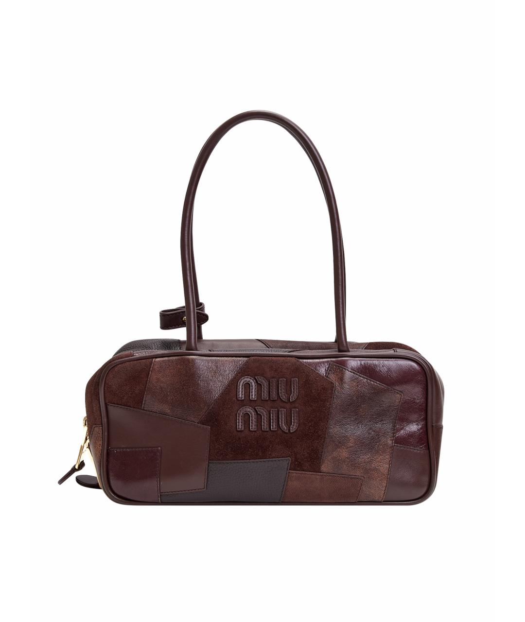 MIU MIU Коричневая кожаная сумка с короткими ручками, фото 1