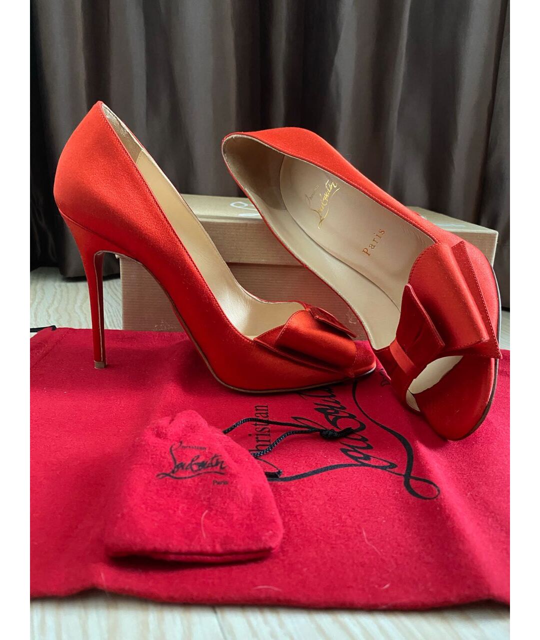 CHRISTIAN LOUBOUTIN Красные текстильные туфли, фото 5