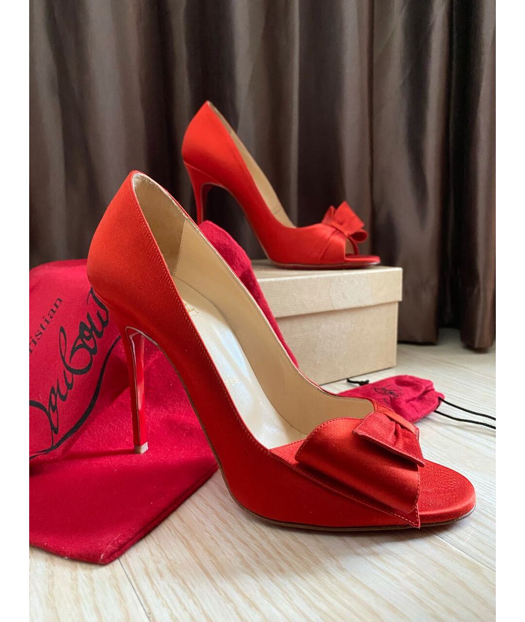 CHRISTIAN LOUBOUTIN Красные текстильные туфли, фото 6