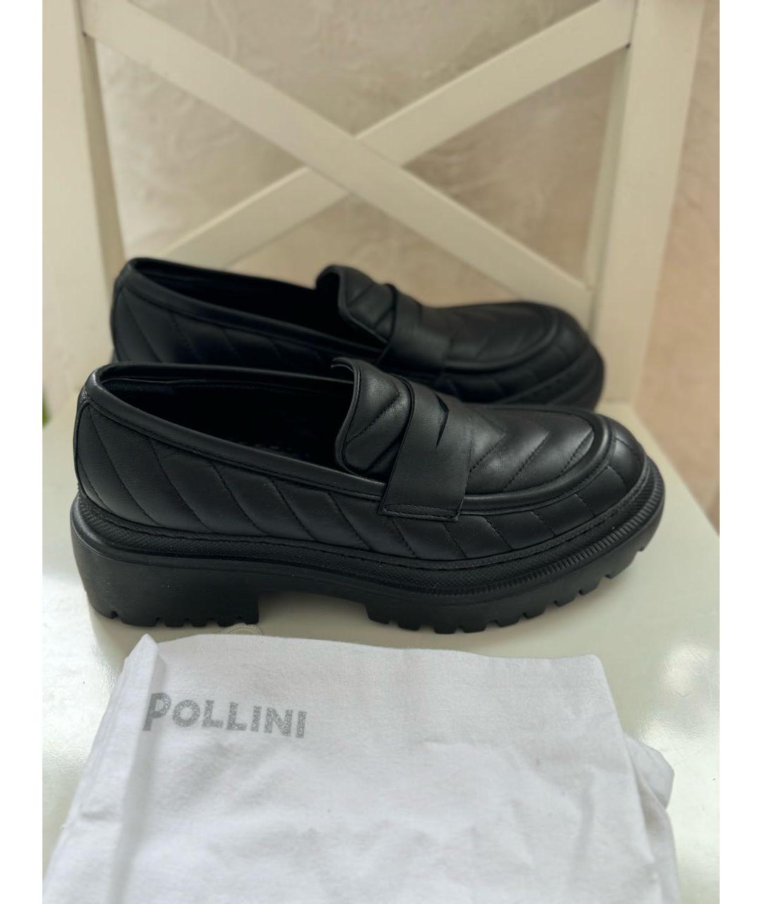 POLLINI Черные кожаные лоферы, фото 8