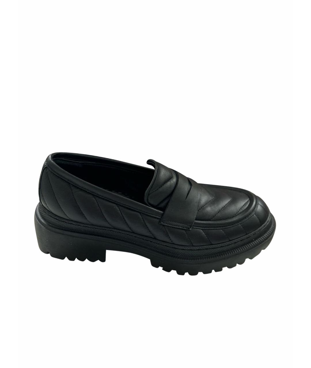 POLLINI Черные кожаные лоферы, фото 1