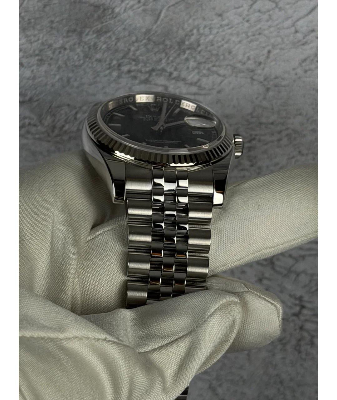 ROLEX Черные часы из белого золота, фото 5