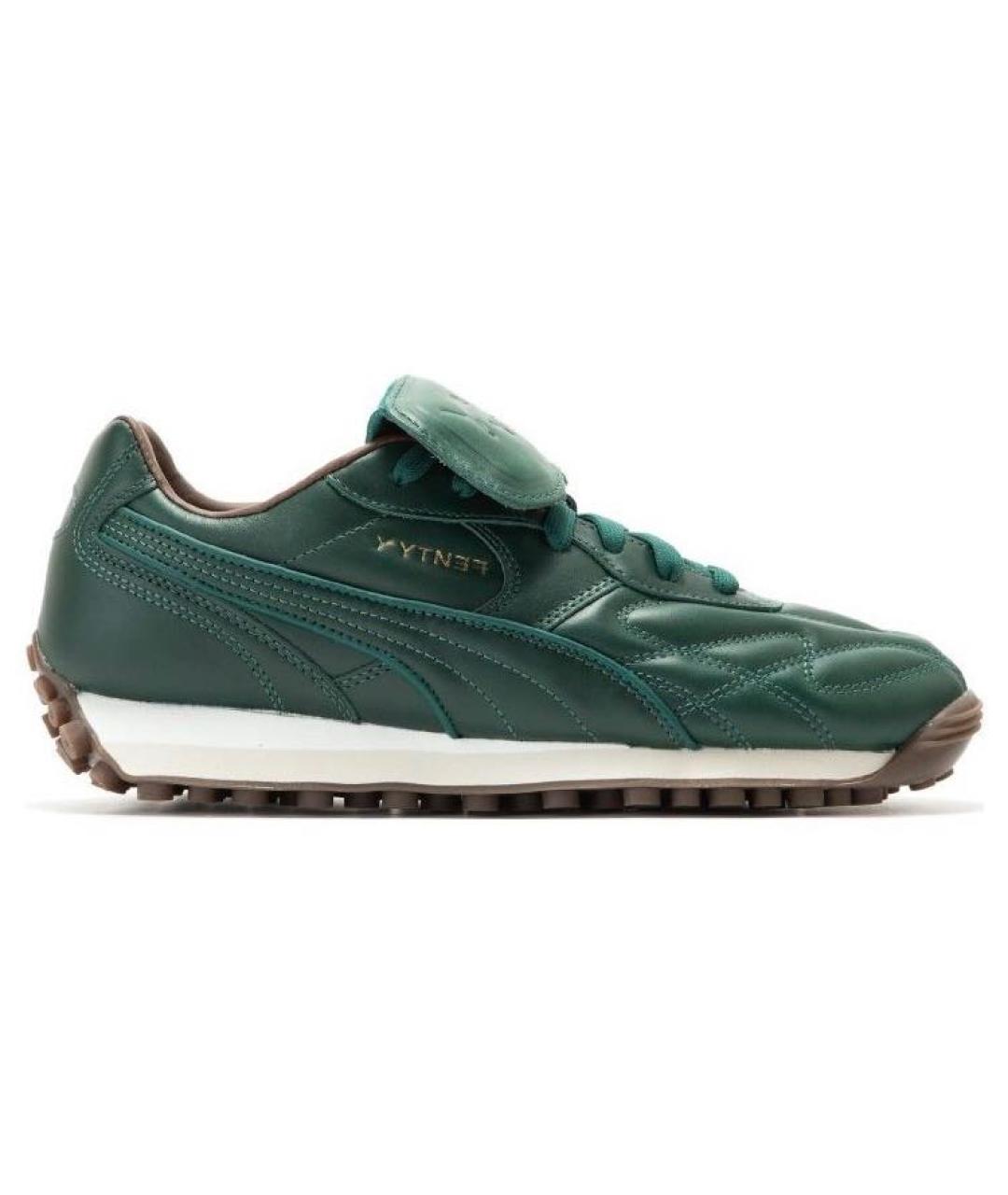 PUMA Зеленые кожаные низкие кроссовки / кеды, фото 1
