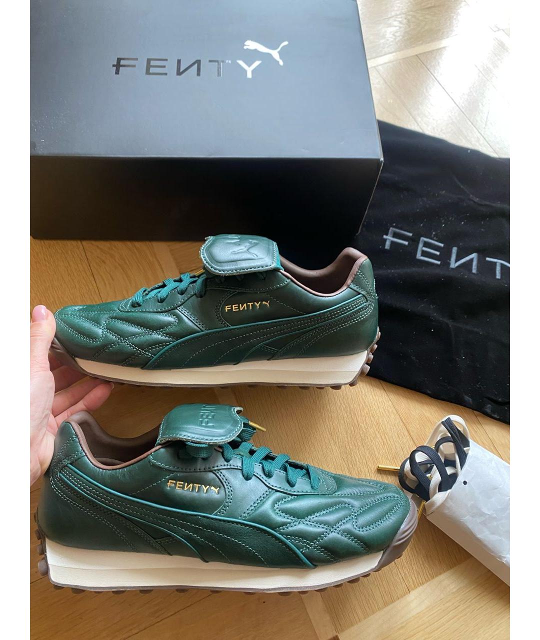 PUMA Зеленые кожаные низкие кроссовки / кеды, фото 6