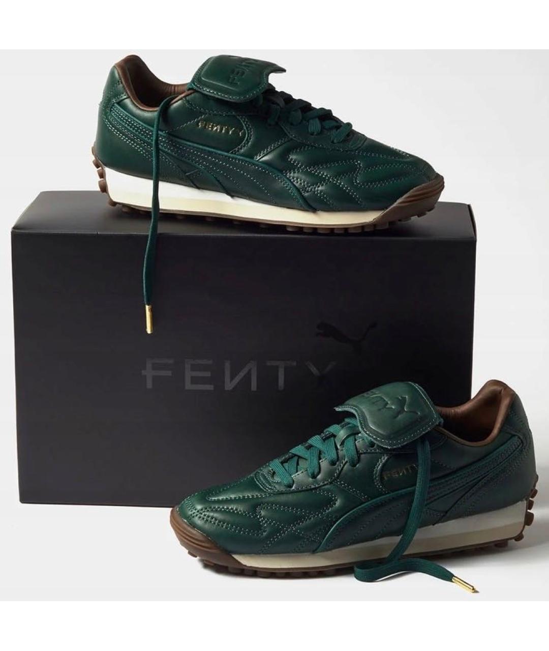 PUMA Зеленые кожаные низкие кроссовки / кеды, фото 2
