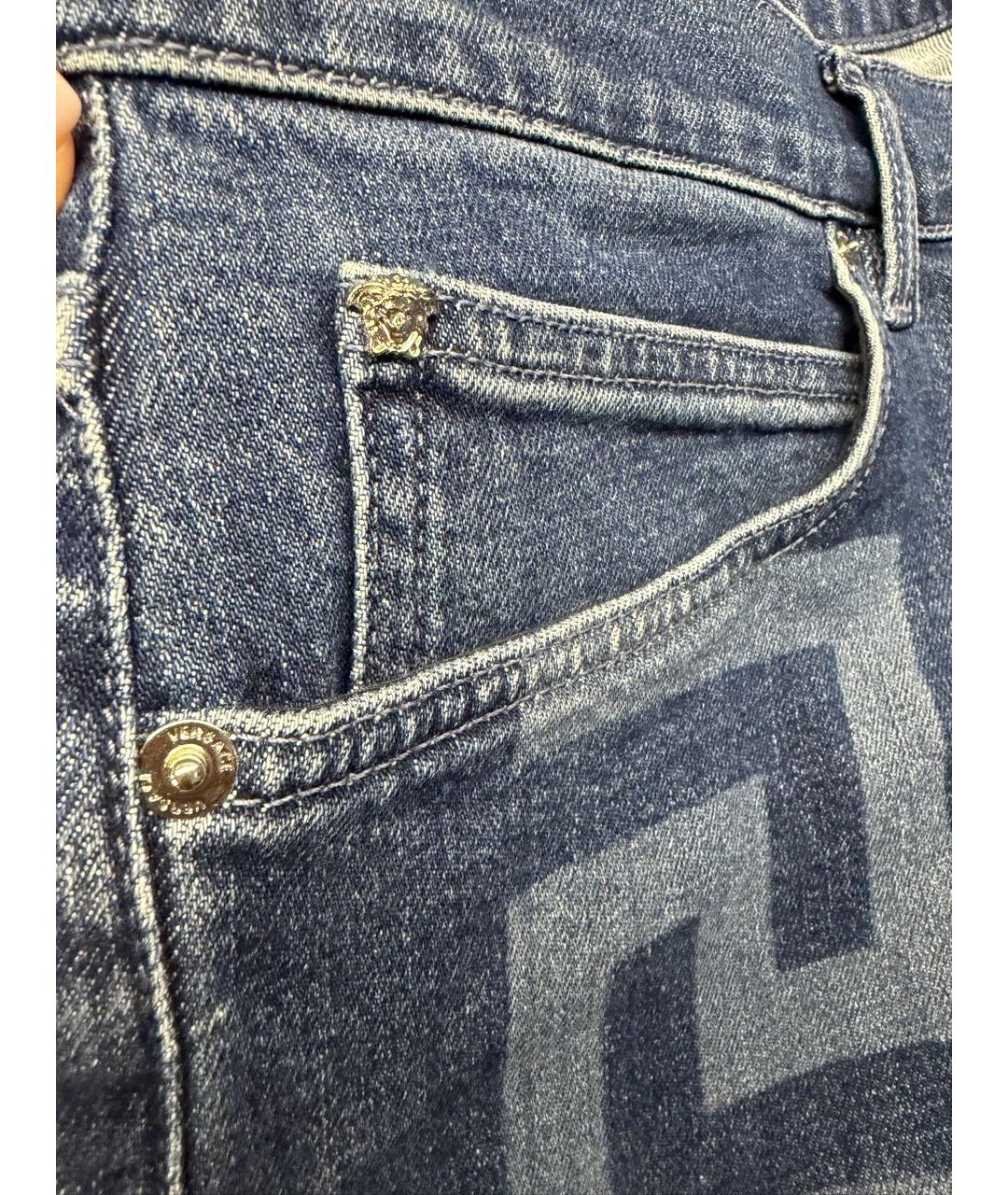 VERSACE Синие хлопко-эластановые джинсы, фото 4