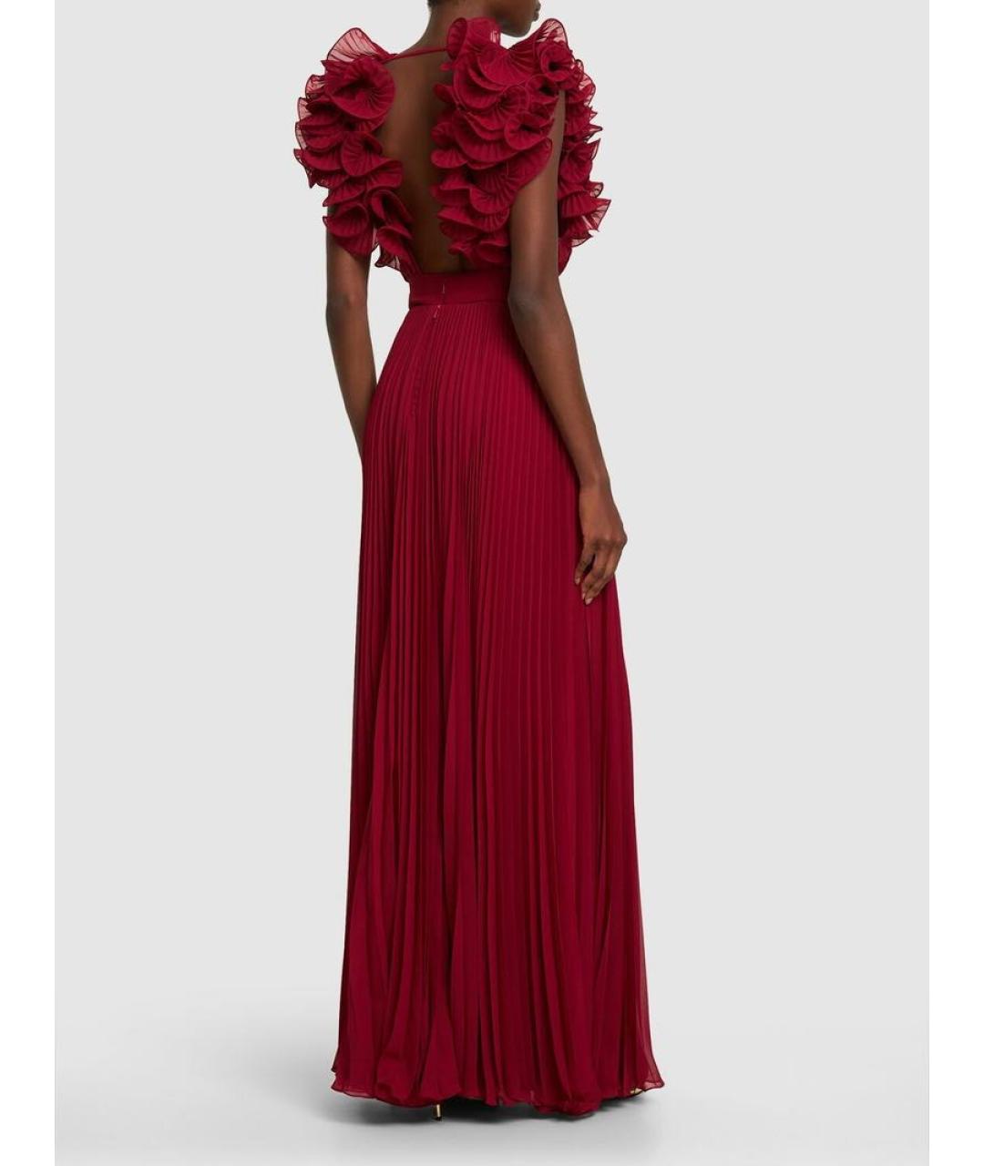 ELIE SAAB Бордовое полиэстеровое вечернее платье, фото 2