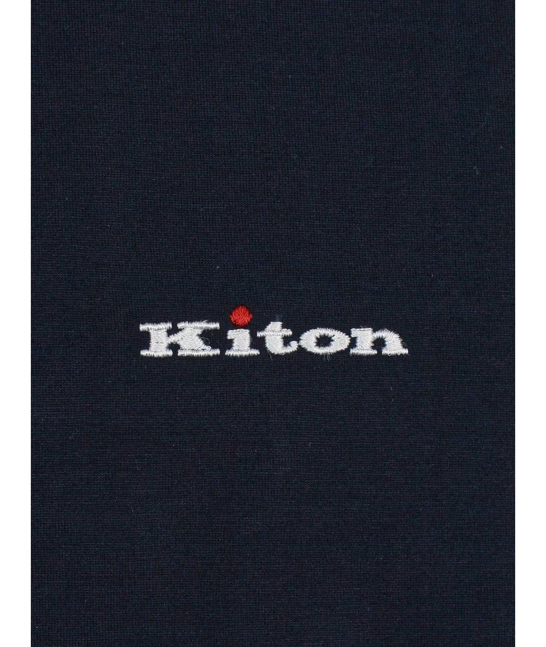 KITON Темно-синяя хлопковая футболка, фото 5