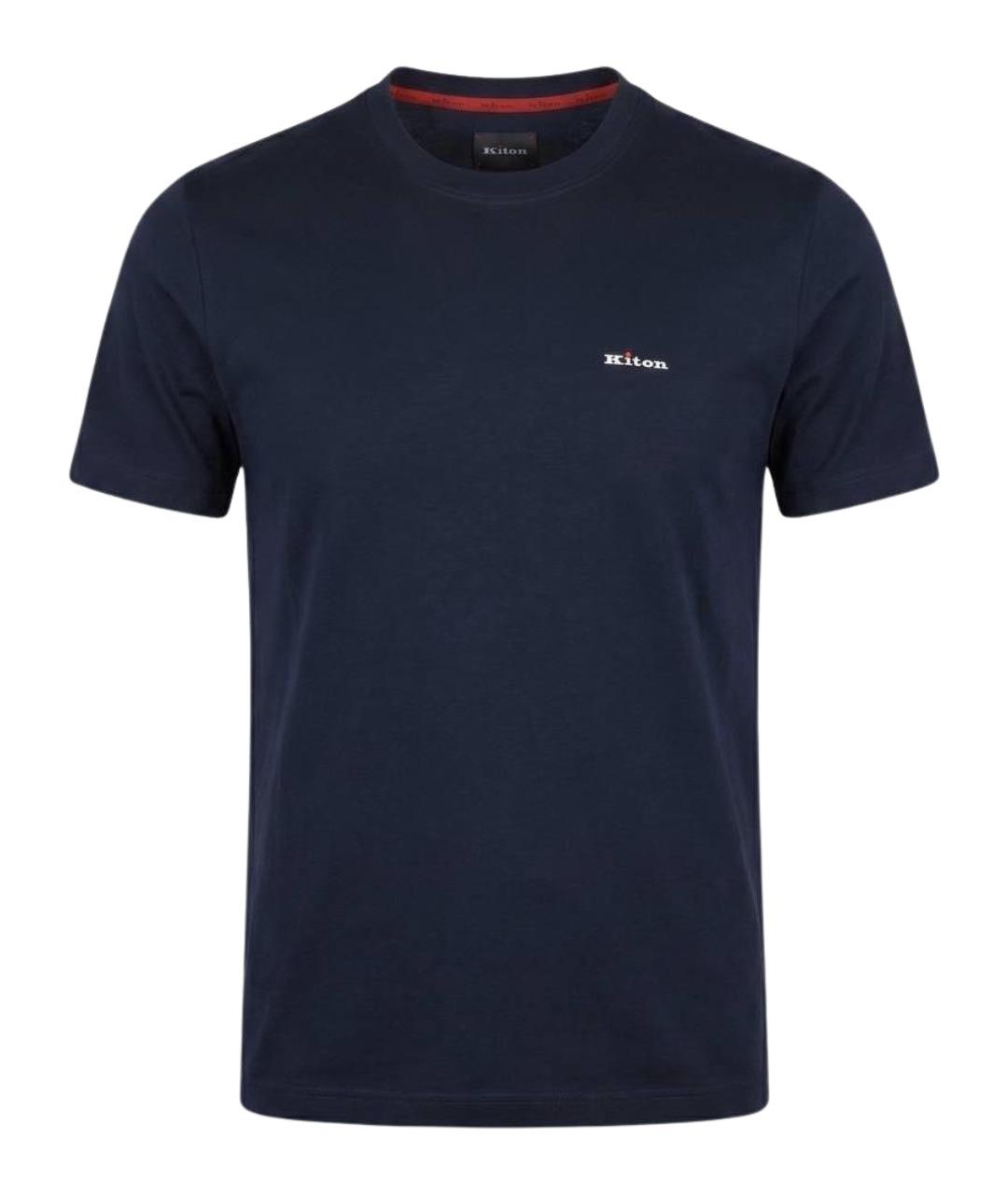 KITON Темно-синяя хлопковая футболка, фото 1