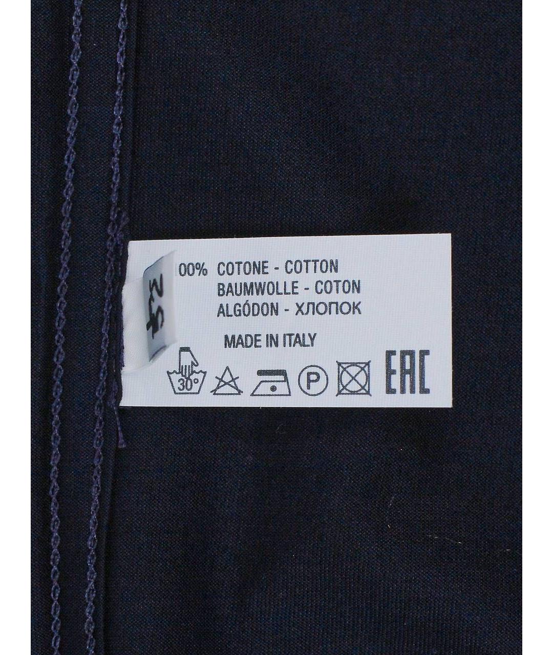 KITON Темно-синяя хлопковая футболка, фото 4