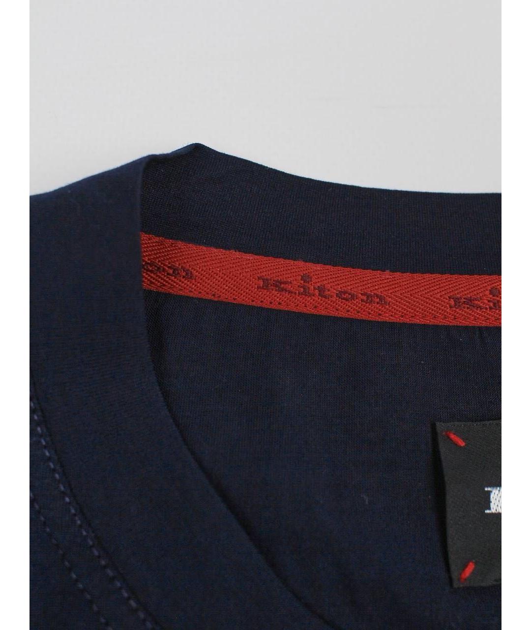 KITON Темно-синяя хлопковая футболка, фото 7