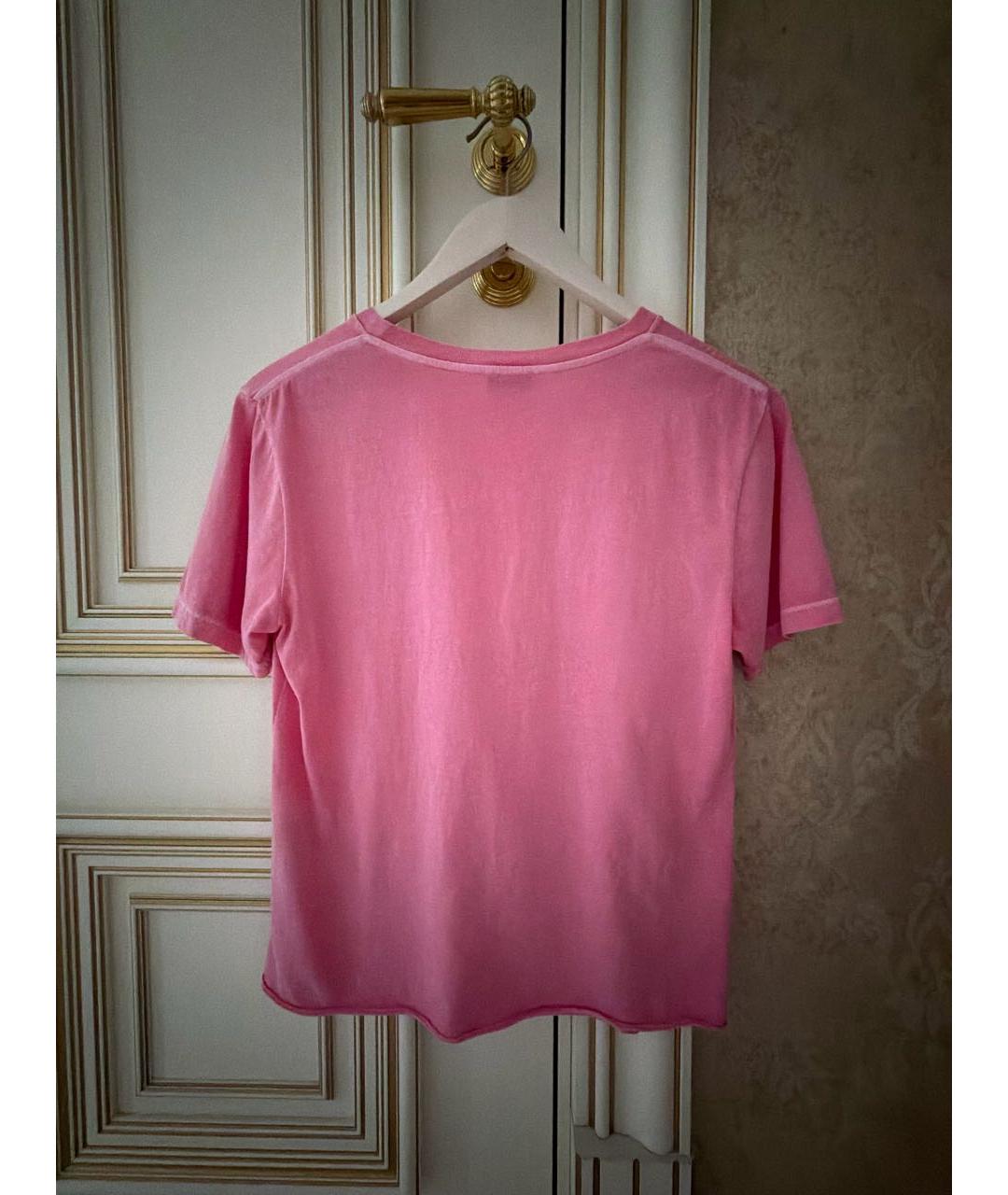 SAINT LAURENT Розовая хлопковая футболка, фото 2