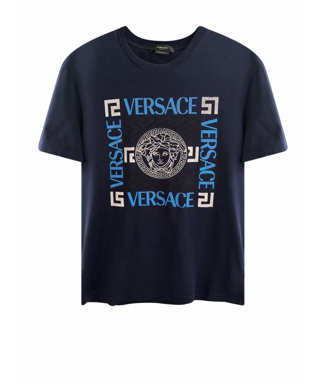 VERSACE Темно-синяя хлопковая футболка, фото 1