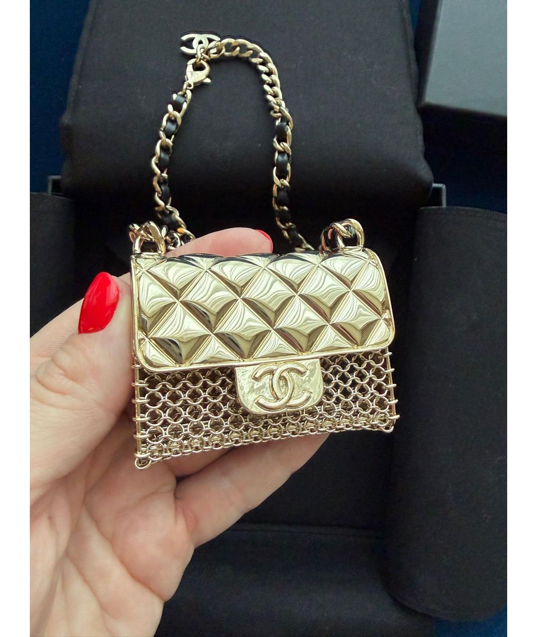 CHANEL Золотая плетеная сумка с короткими ручками, фото 4