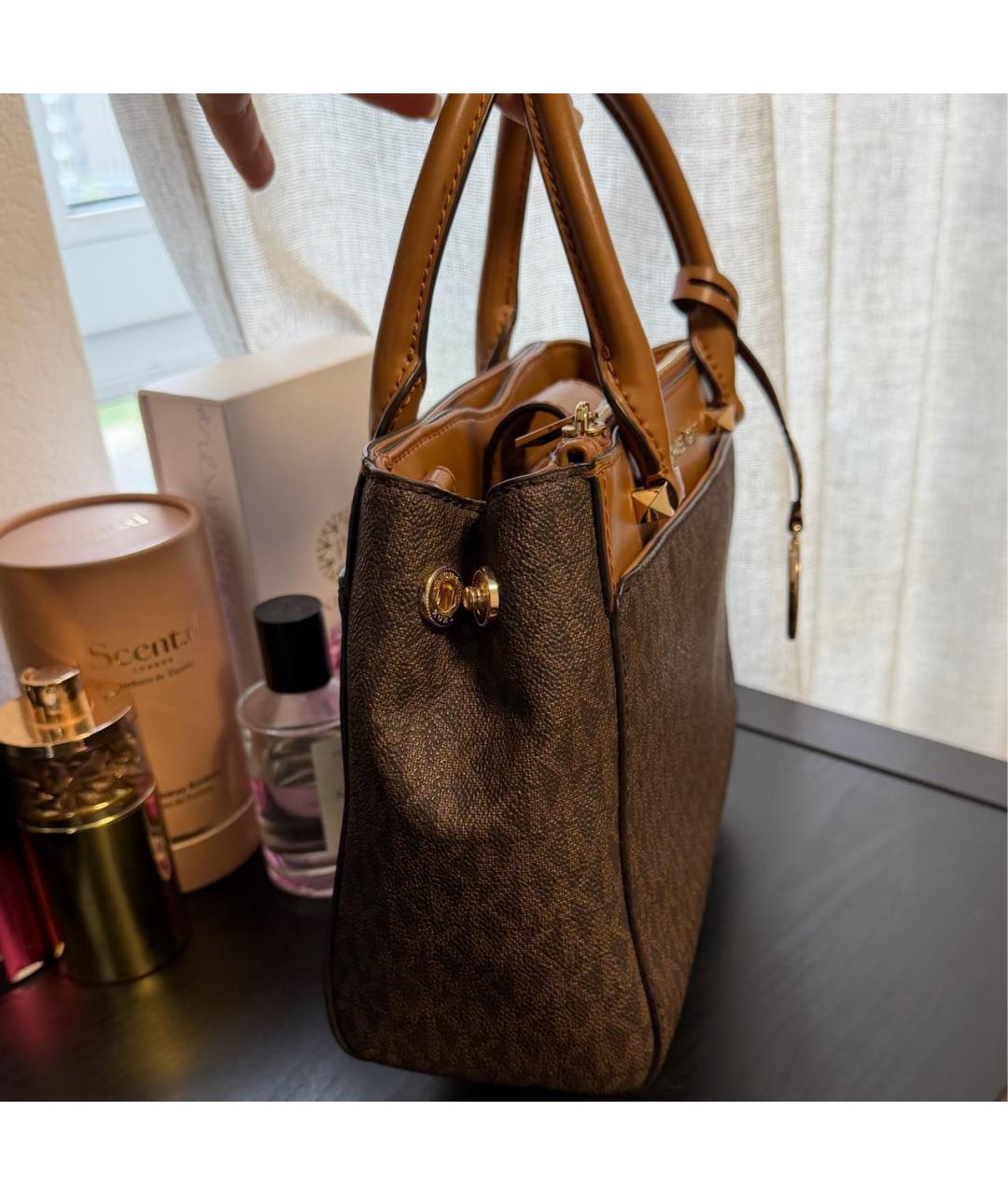 MICHAEL KORS Коричневая кожаная сумка с короткими ручками, фото 6
