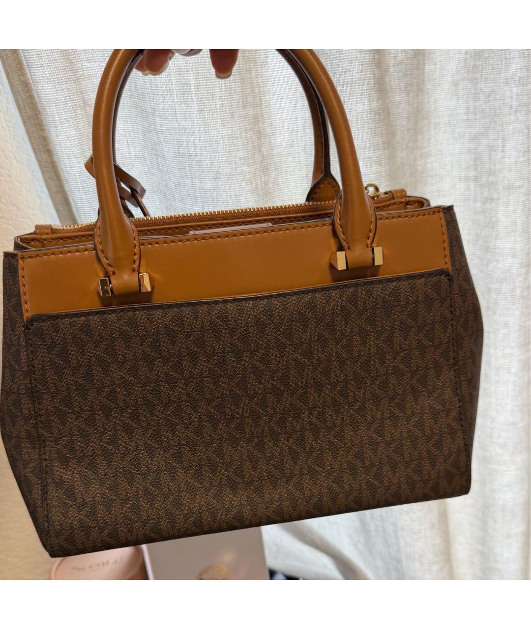 MICHAEL KORS Коричневая кожаная сумка с короткими ручками, фото 3
