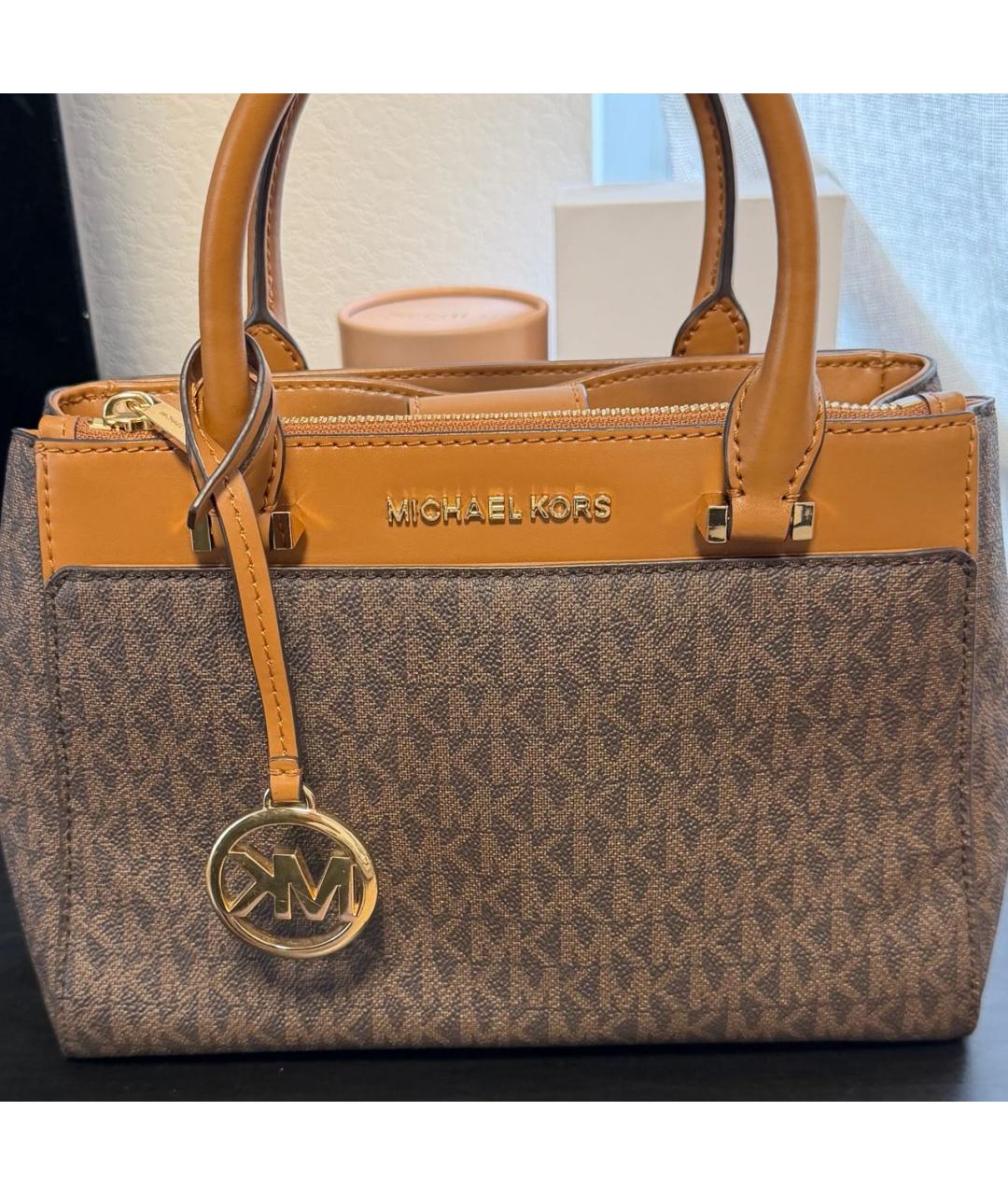 MICHAEL KORS Коричневая кожаная сумка с короткими ручками, фото 7