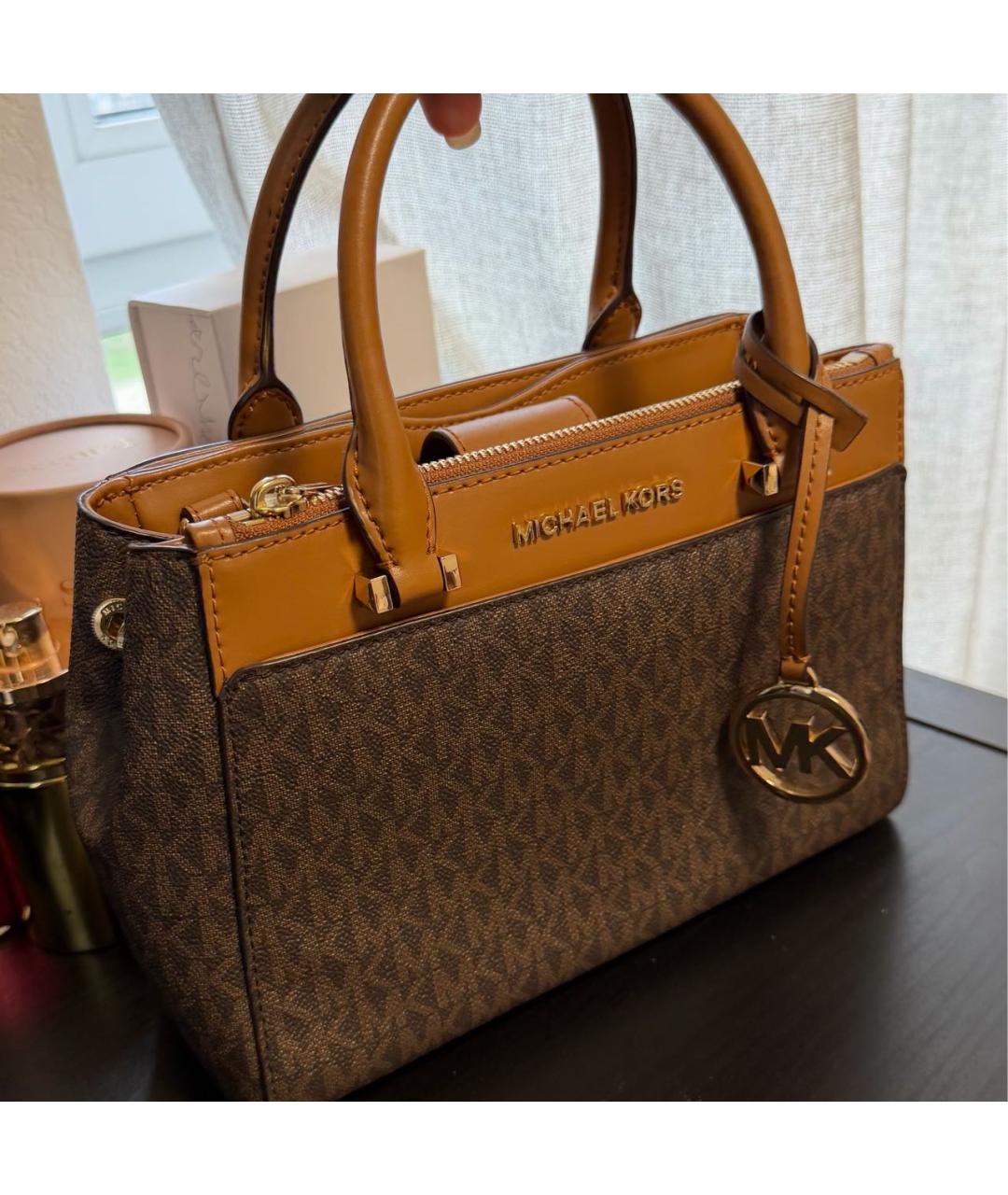 MICHAEL KORS Коричневая кожаная сумка с короткими ручками, фото 2