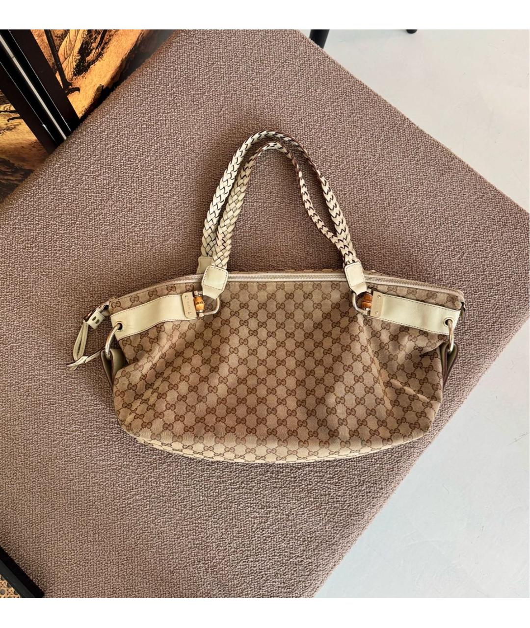 GUCCI Коричневая жаккардовая сумка тоут, фото 2