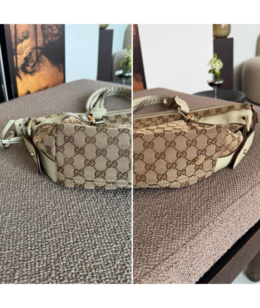 GUCCI Коричневая жаккардовая сумка тоут, фото 5