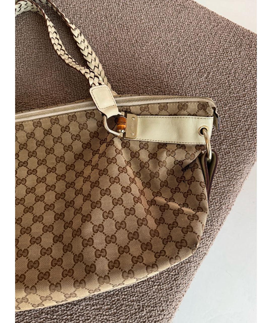 GUCCI Коричневая жаккардовая сумка тоут, фото 8