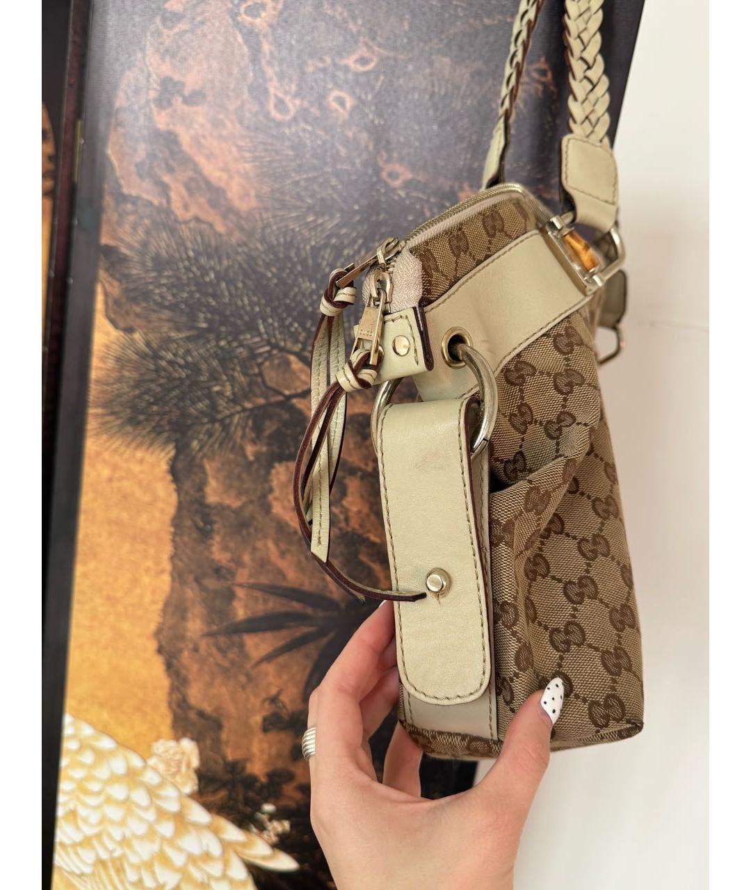 GUCCI Коричневая жаккардовая сумка тоут, фото 3