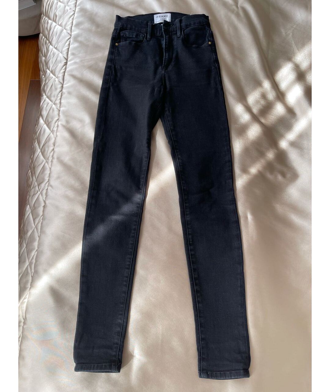FRAME Черные хлопковые джинсы слим, фото 3