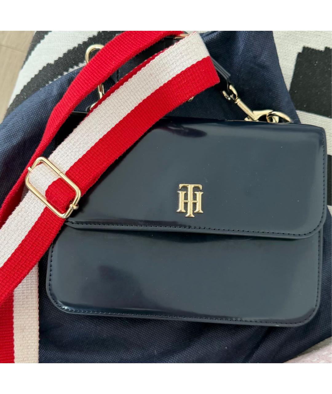 TOMMY HILFIGER Темно-синяя сумка через плечо из искусственной кожи, фото 8