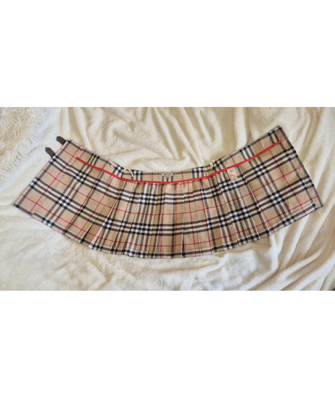 BURBERRY Бежевая шерстяная юбка мини, фото 8