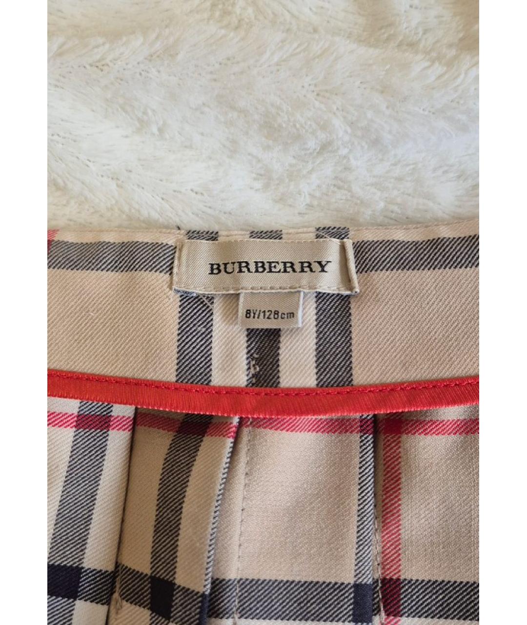 BURBERRY Бежевая шерстяная юбка мини, фото 3