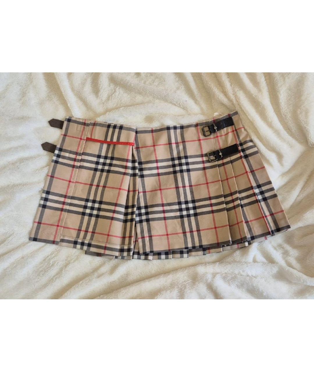 BURBERRY Бежевая шерстяная юбка мини, фото 7
