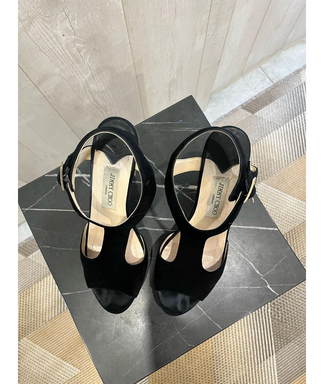 JIMMY CHOO Черные замшевые босоножки, фото 3