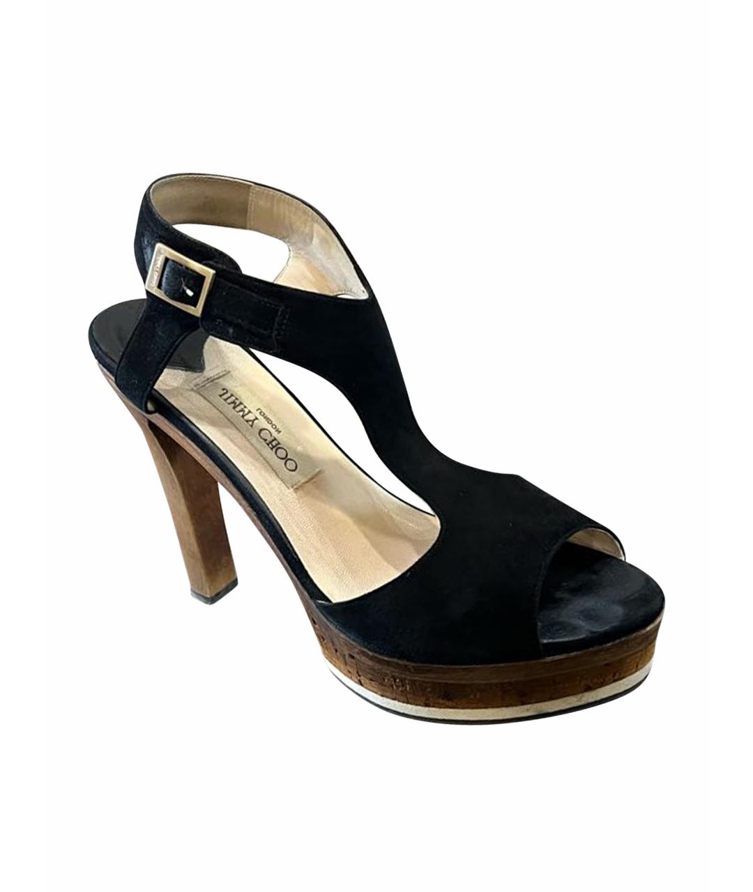 JIMMY CHOO Черные замшевые босоножки, фото 1