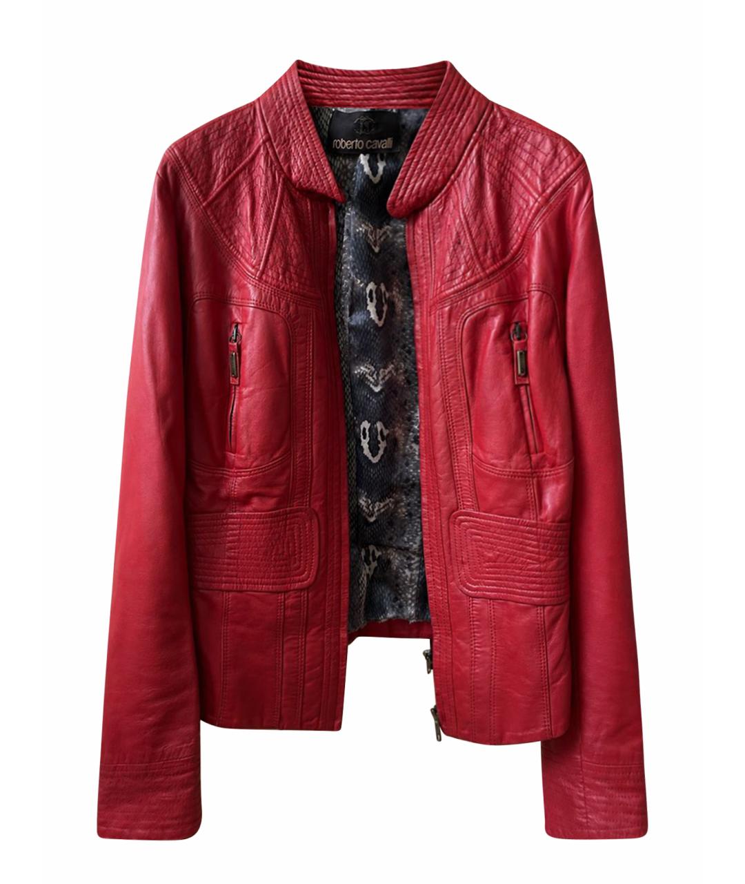 ROBERTO CAVALLI Красная кожаная куртка, фото 1
