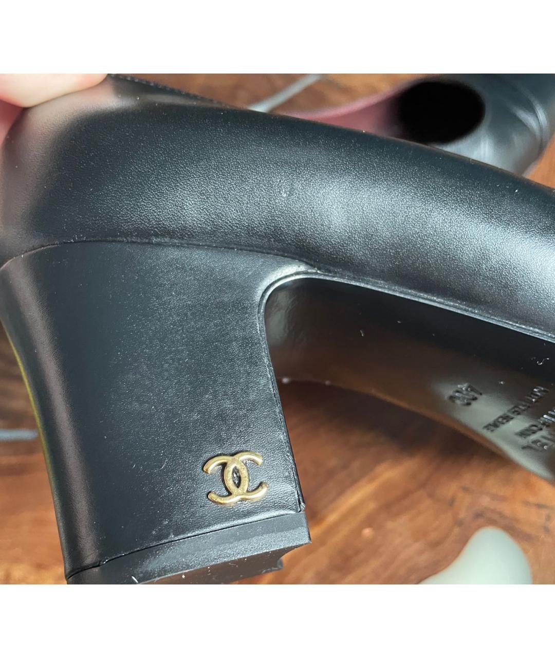 CHANEL Черные кожаные туфли, фото 6