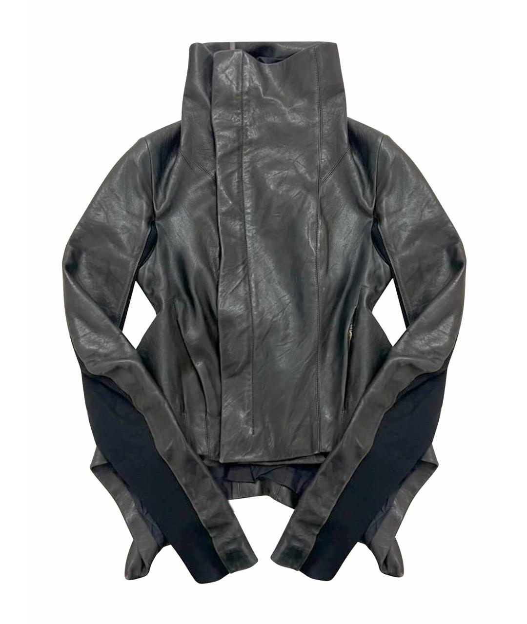 RICK OWENS Черная кожаная куртка, фото 1