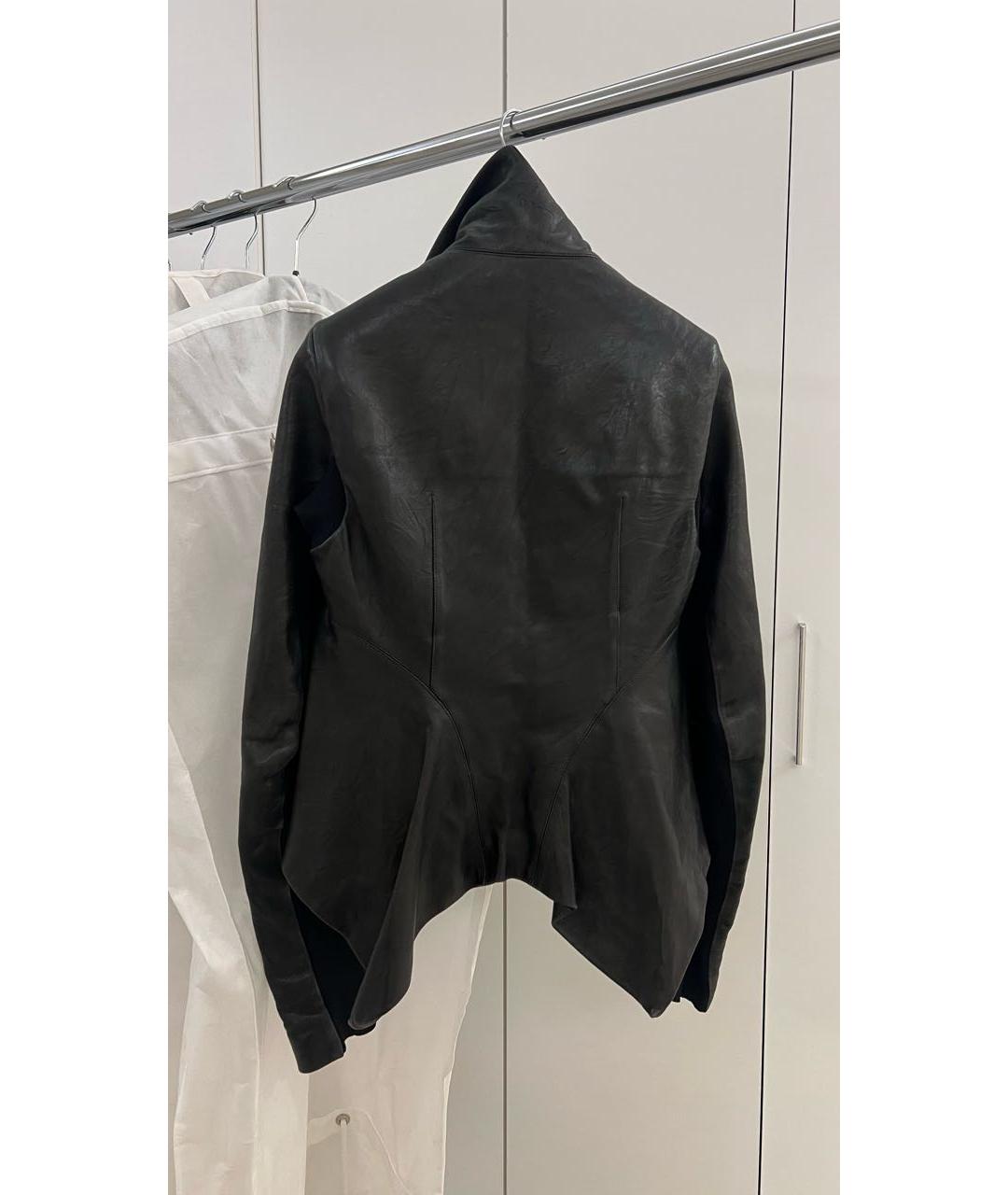 RICK OWENS Черная кожаная куртка, фото 3