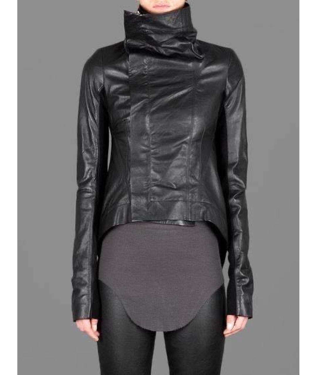 RICK OWENS Черная кожаная куртка, фото 8