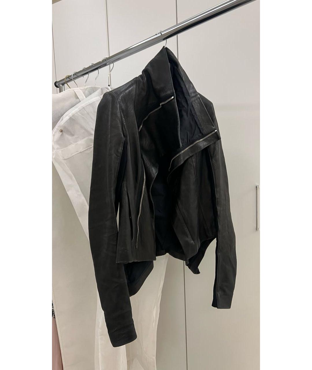 RICK OWENS Черная кожаная куртка, фото 7