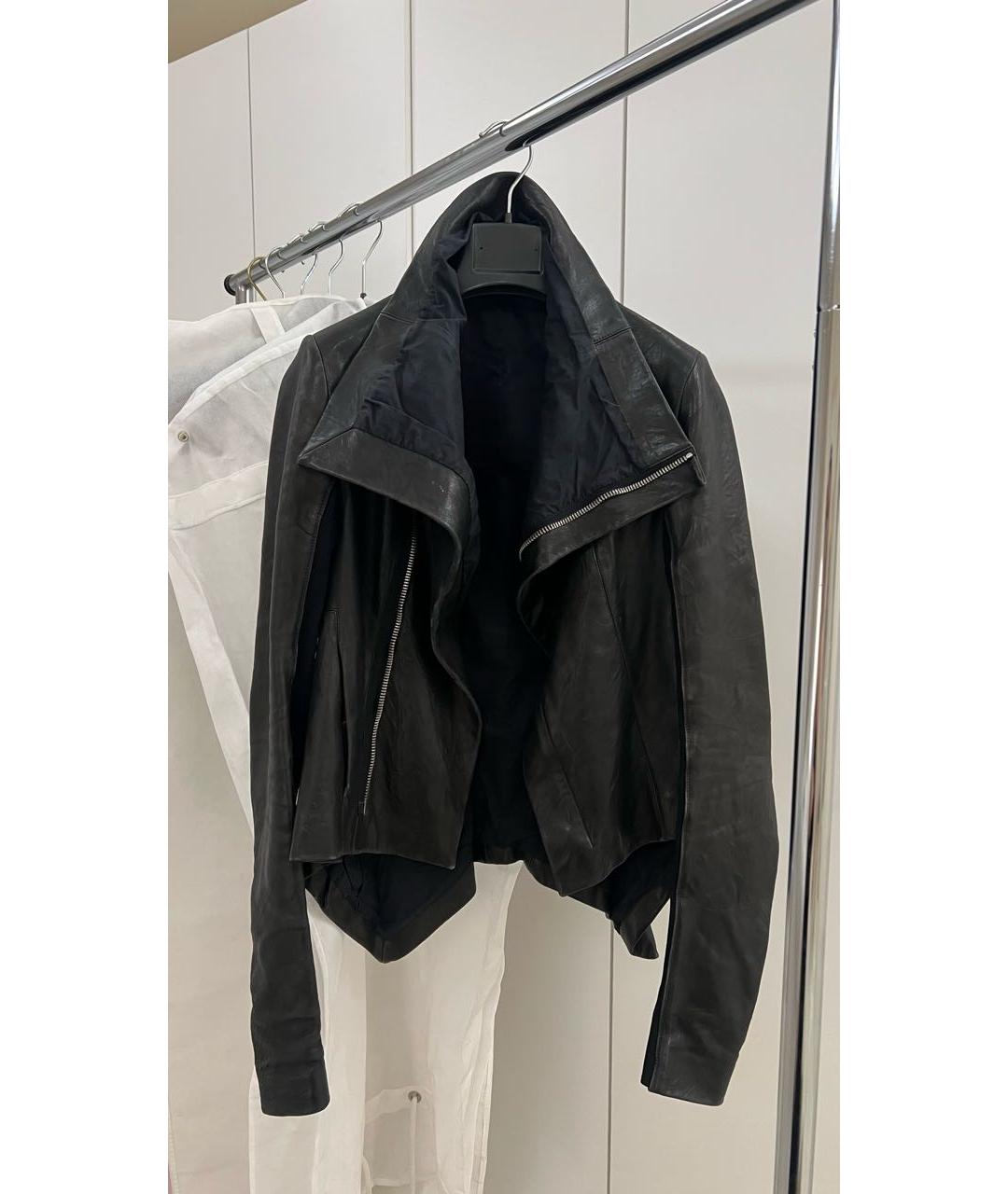 RICK OWENS Черная кожаная куртка, фото 2