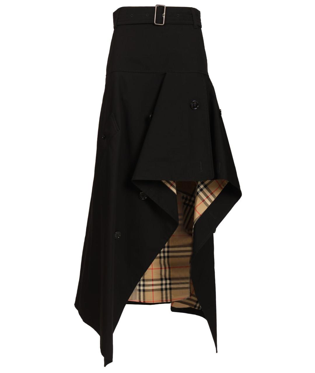 BURBERRY Черная хлопковая юбка миди, фото 1