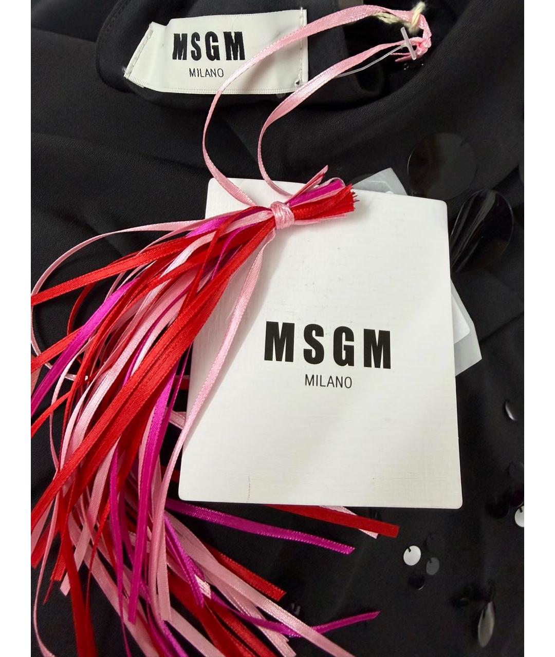 MSGM Черное полиэстеровое вечернее платье, фото 5