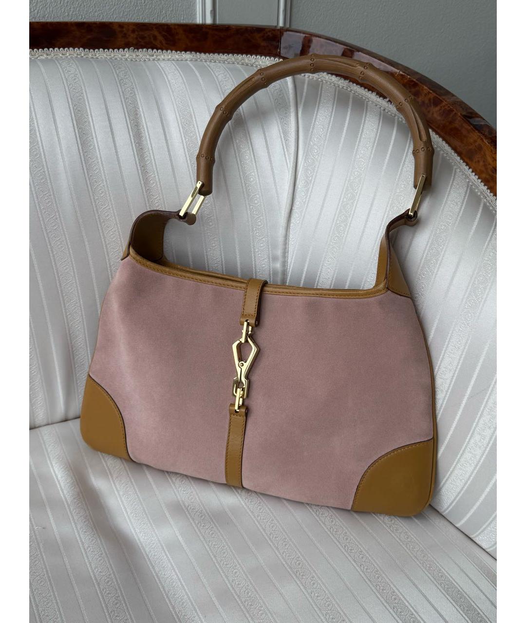 GUCCI Коралловая замшевая сумка с короткими ручками, фото 6