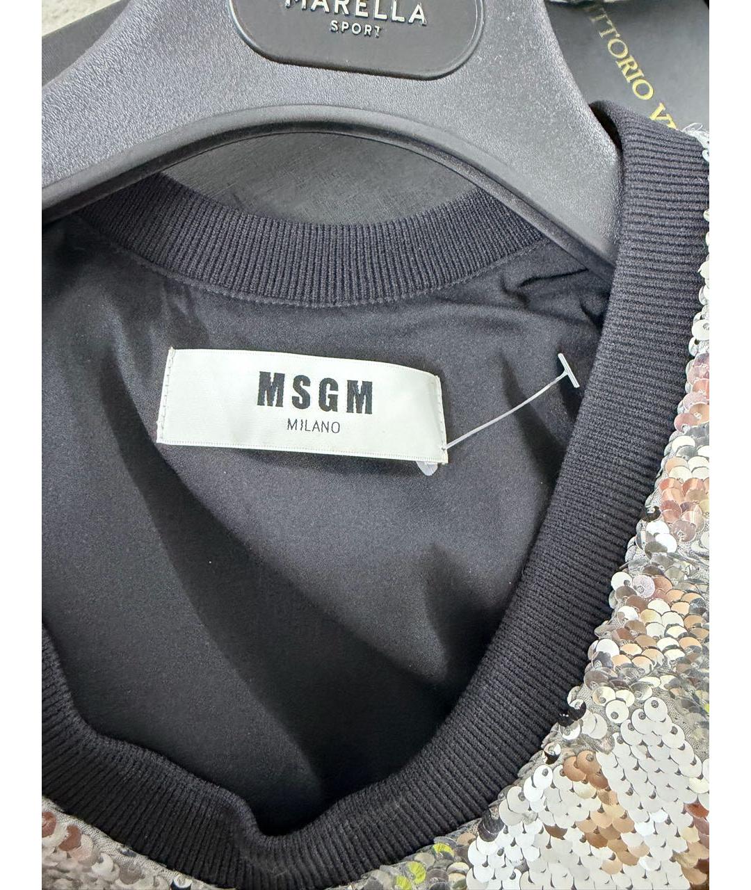 MSGM Серебряное полиэстеровое вечернее платье, фото 3
