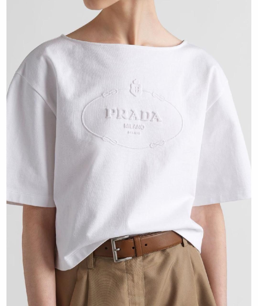 PRADA Белая хлопковая футболка, фото 5
