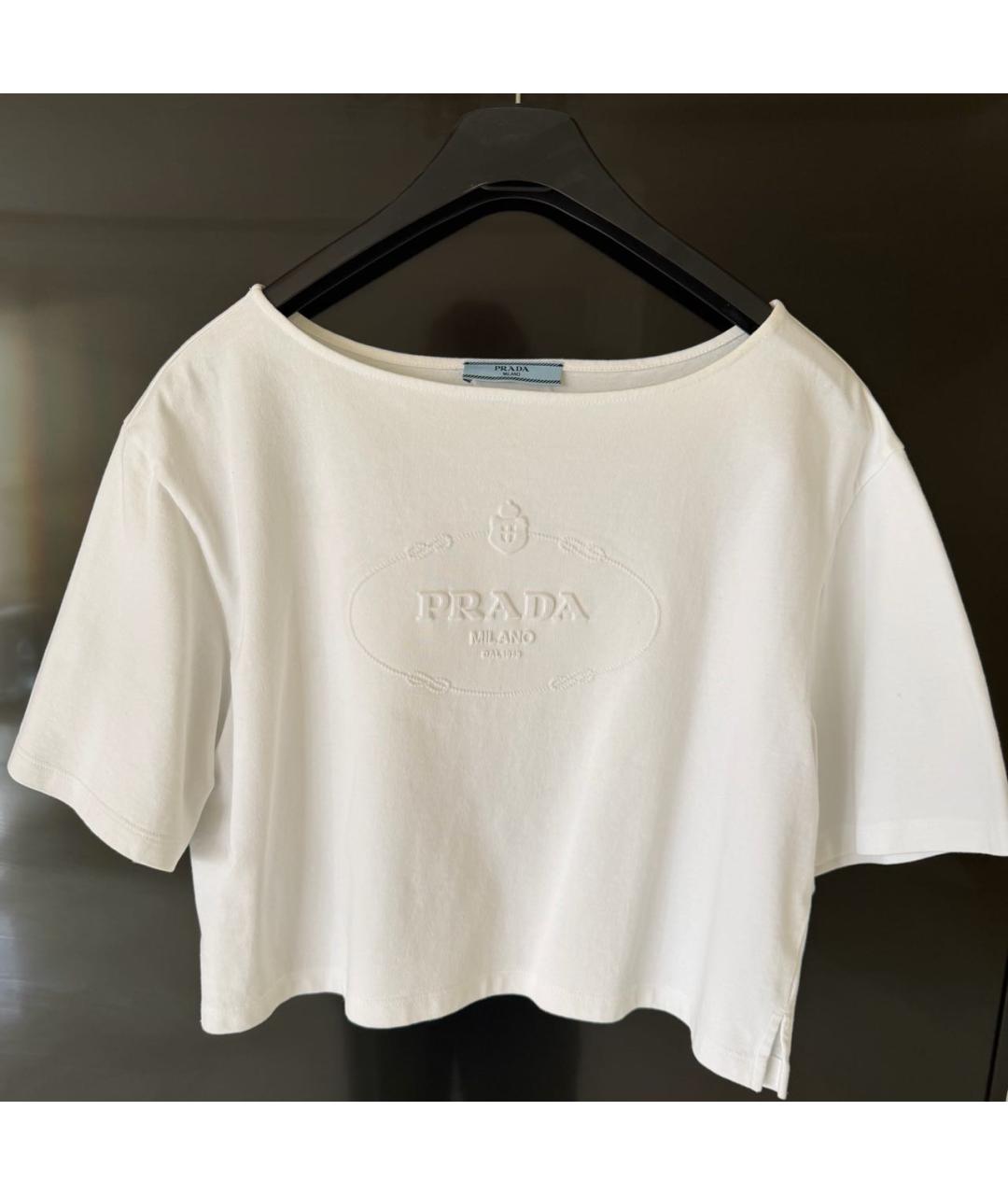 PRADA Белая хлопковая футболка, фото 4