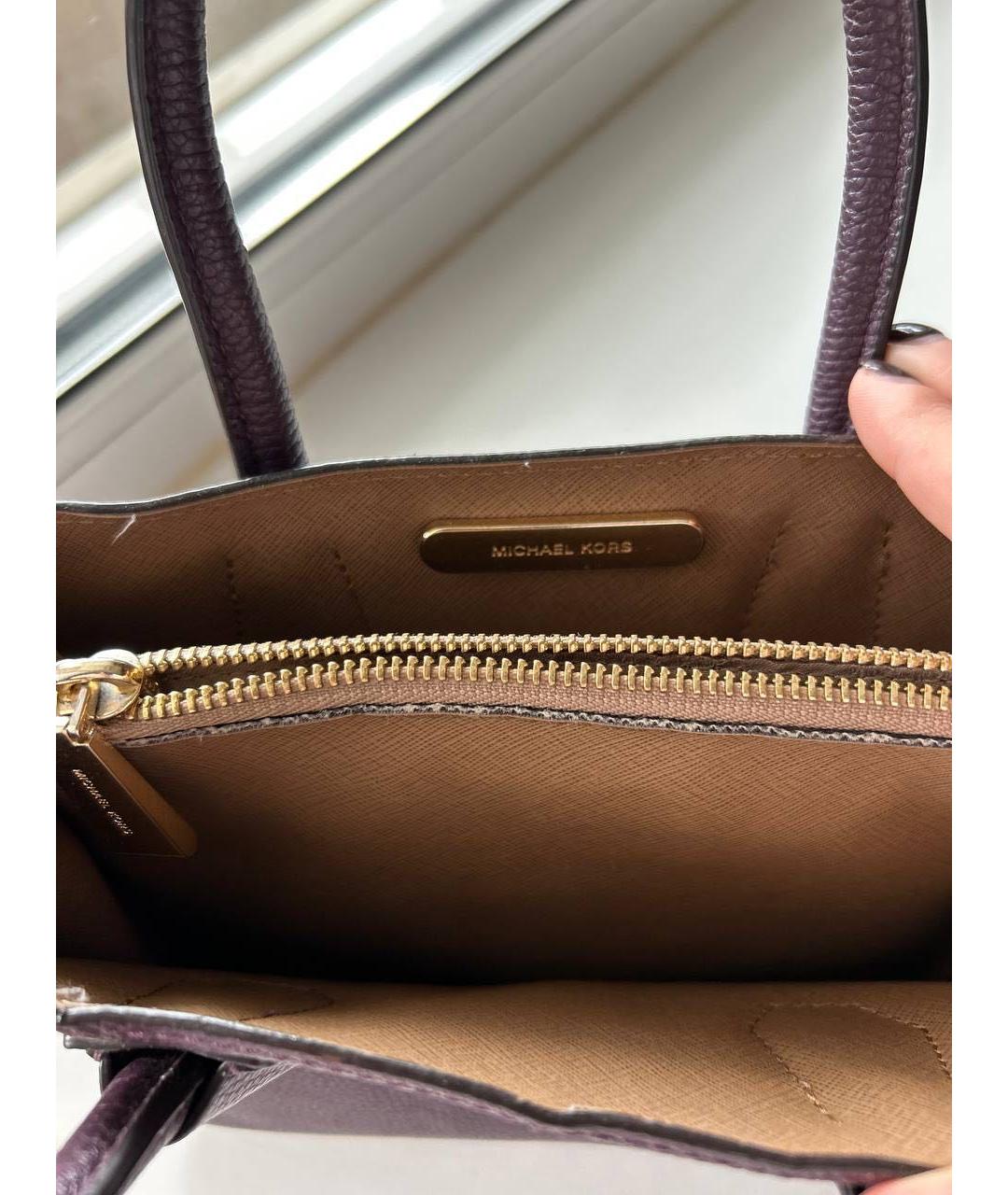MICHAEL KORS Фиолетовая кожаная сумка тоут, фото 4