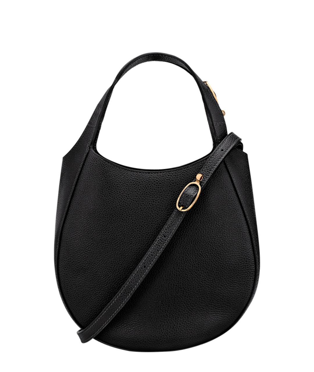 LONGCHAMP Черная кожаная сумка через плечо, фото 2