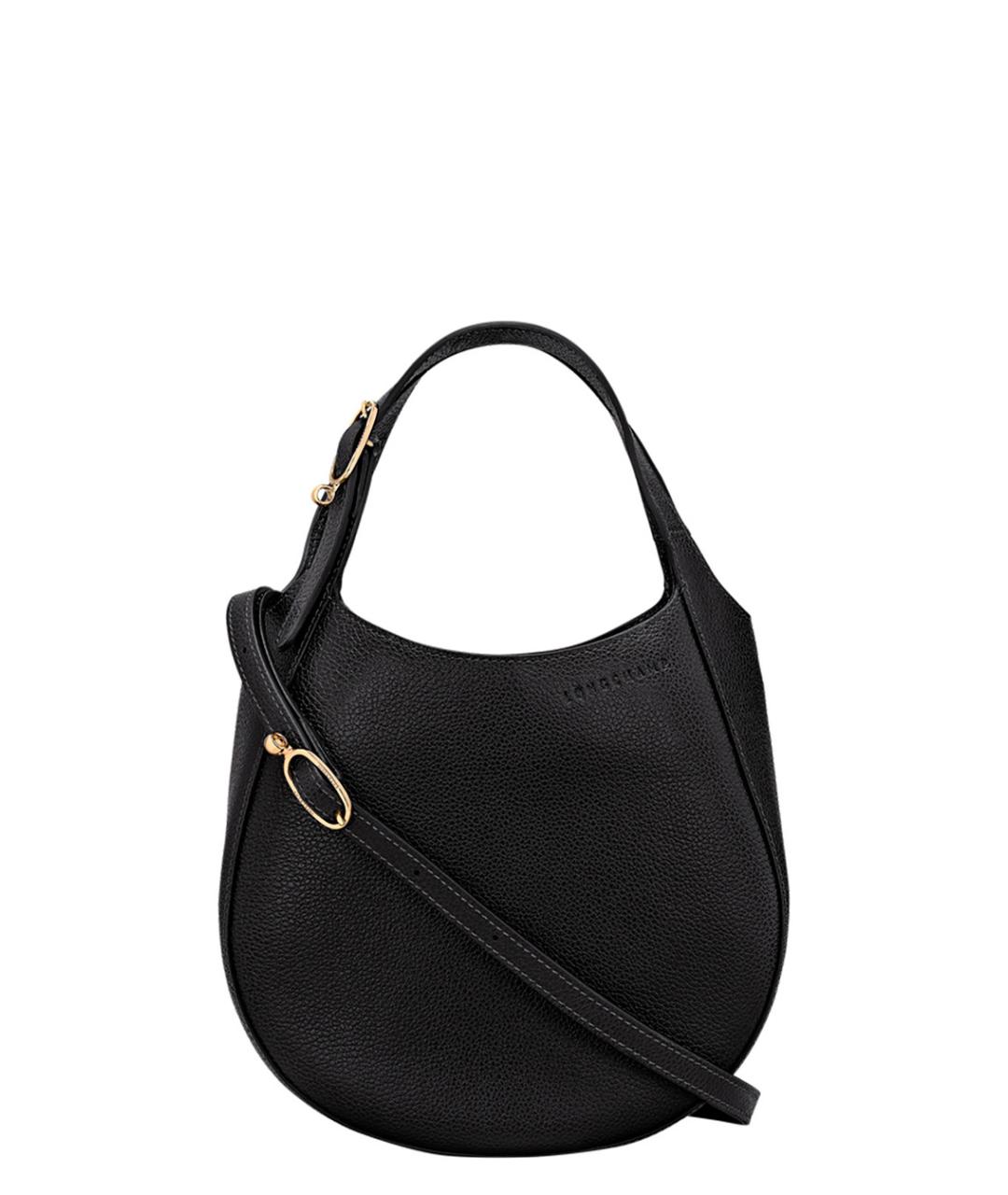 LONGCHAMP Черная кожаная сумка через плечо, фото 3