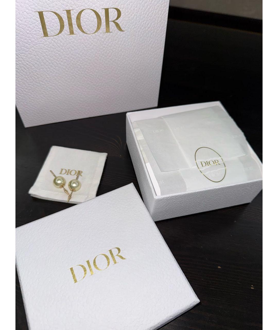 CHRISTIAN DIOR Бежевые металлические серьги, фото 4